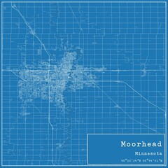 Obraz premium Blueprint US city map of Moorhead, Minnesota.