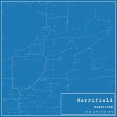 Blueprint US city map of Merrifield, Minnesota.