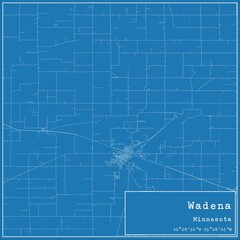 Fototapeta premium Blueprint US city map of Wadena, Minnesota.