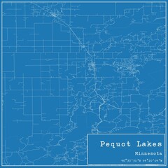 Blueprint US city map of Pequot Lakes, Minnesota.