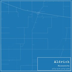 Obraz premium Blueprint US city map of Aldrich, Minnesota.