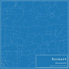 Blueprint US city map of Rochert, Minnesota.
