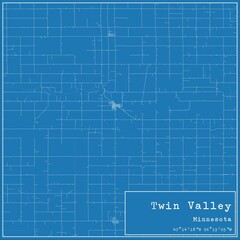Blueprint US city map of Twin Valley, Minnesota.