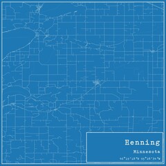 Blueprint US city map of Henning, Minnesota.