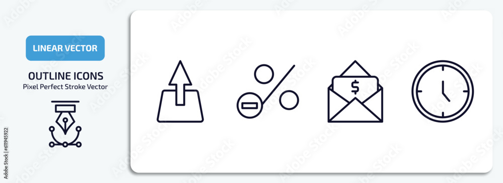 Poster user interface outline icons set. user interface thin line icons pack included uploading from drive,
