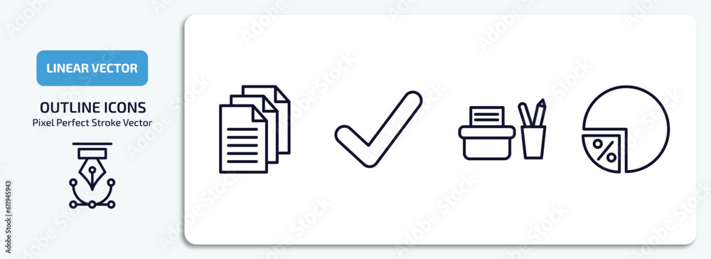 Poster user interface outline icons set. user interface thin line icons pack included multiple file, tick m
