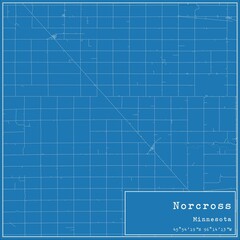 Blueprint US city map of Norcross, Minnesota.