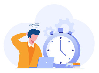 Business time management, deadline concept, planner, planning and organization, flat vector illustration banner