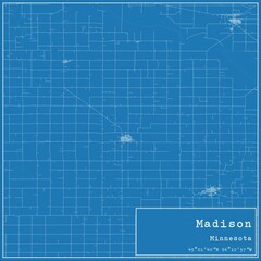 Blueprint US city map of Madison, Minnesota.