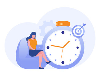 Business time management, deadline concept, planner, planning and organization, flat vector illustration banner