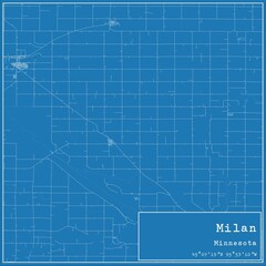 Fototapeta premium Blueprint US city map of Milan, Minnesota.