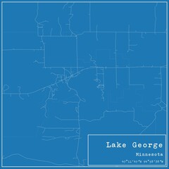 Blueprint US city map of Lake George, Minnesota.