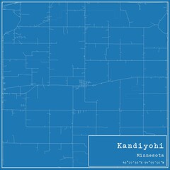 Blueprint US city map of Kandiyohi, Minnesota.