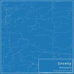 Blueprint US city map of Crosby, Minnesota.