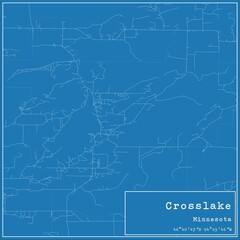 Obraz premium Blueprint US city map of Crosslake, Minnesota.