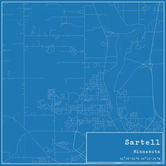 Blueprint US city map of Sartell, Minnesota.