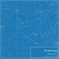 Blueprint US city map of Cushing, Minnesota.