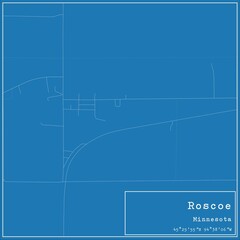 Blueprint US city map of Roscoe, Minnesota.