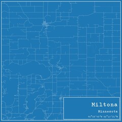 Fototapeta premium Blueprint US city map of Miltona, Minnesota.