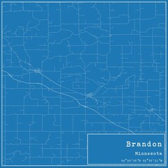 Blueprint US city map of Brandon, Minnesota.
