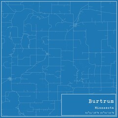 Blueprint US city map of Burtrum, Minnesota.