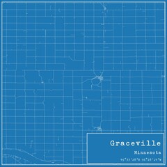 Blueprint US city map of Graceville, Minnesota.