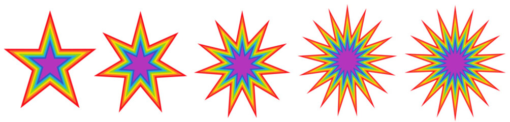 set rainbow stars icon vector illustration
