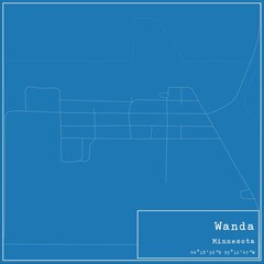 Blueprint US city map of Wanda, Minnesota.