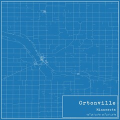 Blueprint US city map of Ortonville, Minnesota.