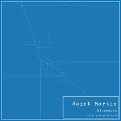 Blueprint US city map of Saint Martin, Minnesota.