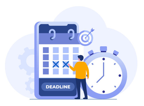 Business time management, deadline concept, planner, planning and organization, flat vector illustration banner