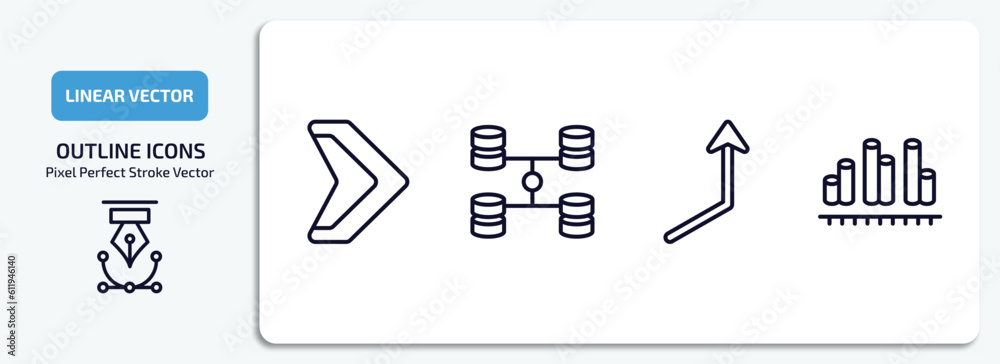 Poster user interface outline icons set. user interface thin line icons pack included arrowheads, data inte