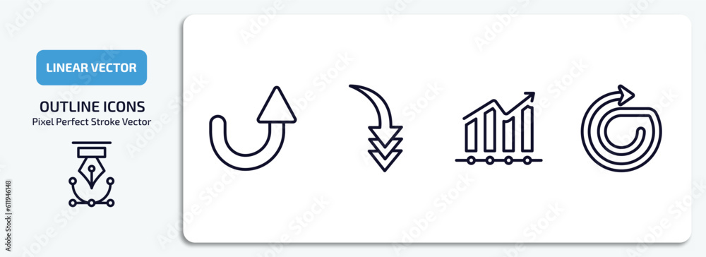 Poster user interface outline icons set. user interface thin line icons pack included semicircular up arrow