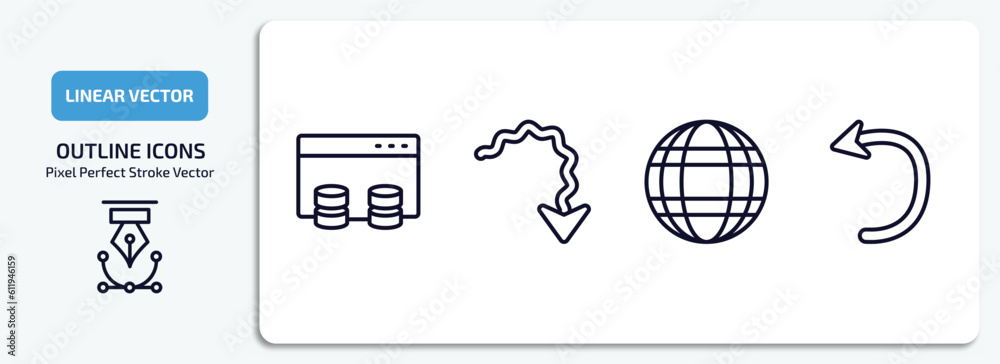 Poster user interface outline icons set. user interface thin line icons pack included data windows, squiggl