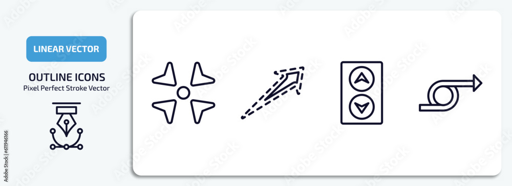 Poster user interface outline icons set. user interface thin line icons pack included reduce, dotted up arr