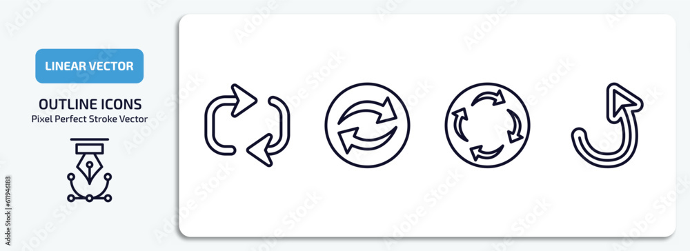 Poster user interface outline icons set. user interface thin line icons pack included looping arrows, conti