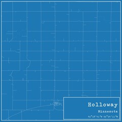 Blueprint US city map of Holloway, Minnesota.