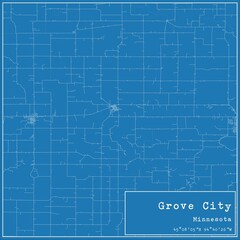 Blueprint US city map of Grove City, Minnesota.