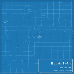 Blueprint US city map of Hendricks, Minnesota.