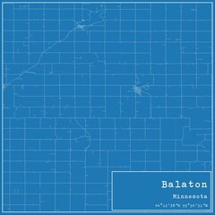 Blueprint US city map of Balaton, Minnesota.