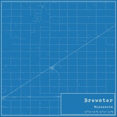 Blueprint US city map of Brewster, Minnesota.