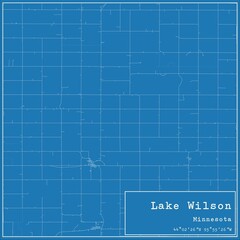 Blueprint US city map of Lake Wilson, Minnesota.