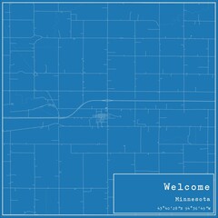 Blueprint US city map of Welcome, Minnesota.