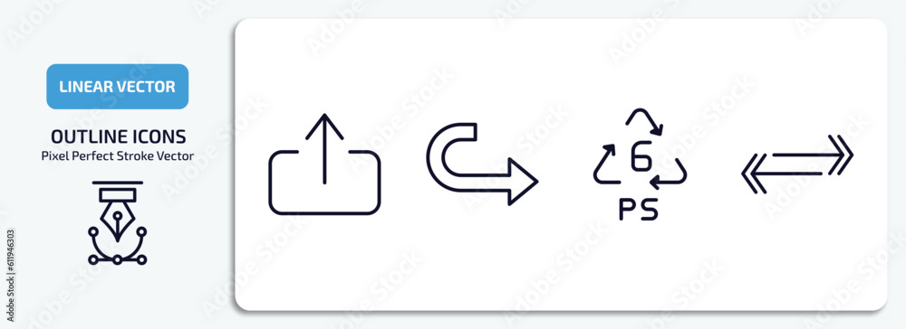 Poster user interface outline icons set. user interface thin line icons pack included export button, curve 