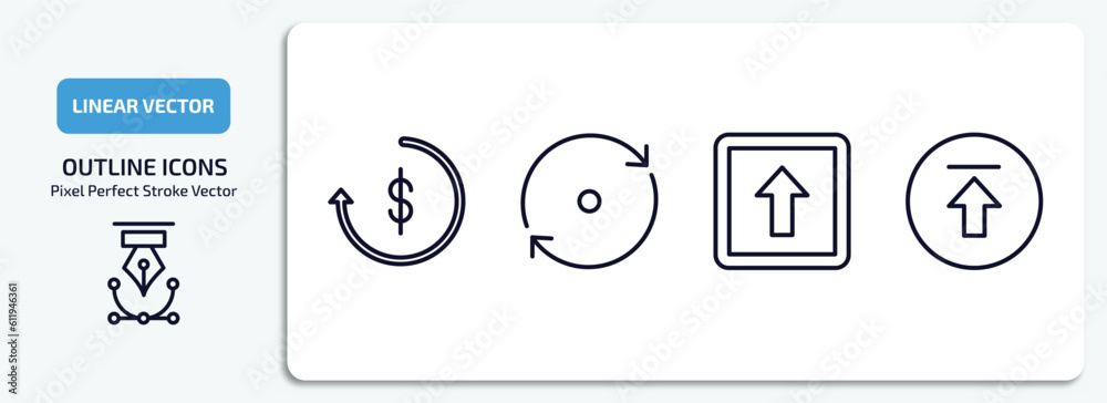 Poster user interface outline icons set. user interface thin line icons pack included repaying, refresh arr