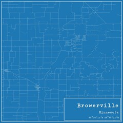 Blueprint US city map of Browerville, Minnesota.