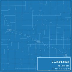 Blueprint US city map of Clarissa, Minnesota.