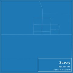 Blueprint US city map of Barry, Minnesota.