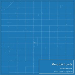 Blueprint US city map of Woodstock, Minnesota.
