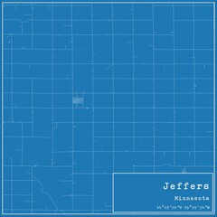 Blueprint US city map of Jeffers, Minnesota.